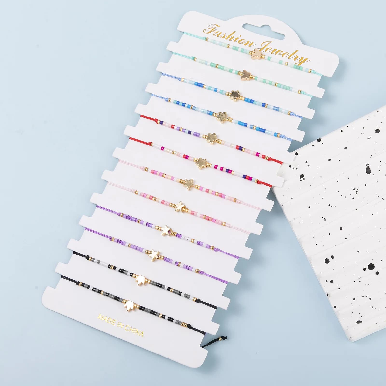 12 pcs/lot zinc alloy star butterfly crown flower charm glass beads adjustable bracelet new fashion jewelry handmade