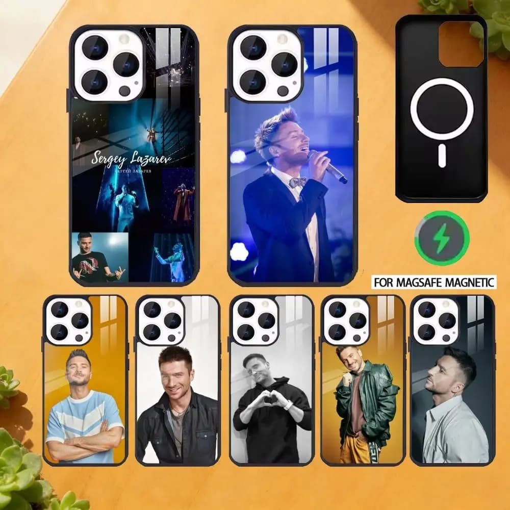 Custodia per telefono musicista russo Sergey Lazarev per iPhone 17 16 15 14 13 12 Pro Max Plus per copertura magnetica wireless a specchio Magsafe