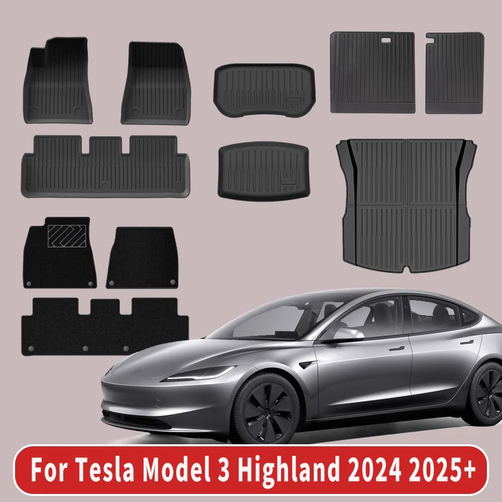 TPE Car Mats for Tesla Model 3 Highland New Model Y 2019-2025 Packing Mat Set Waterproof Anti-slip Luggage Mat Four Seasons