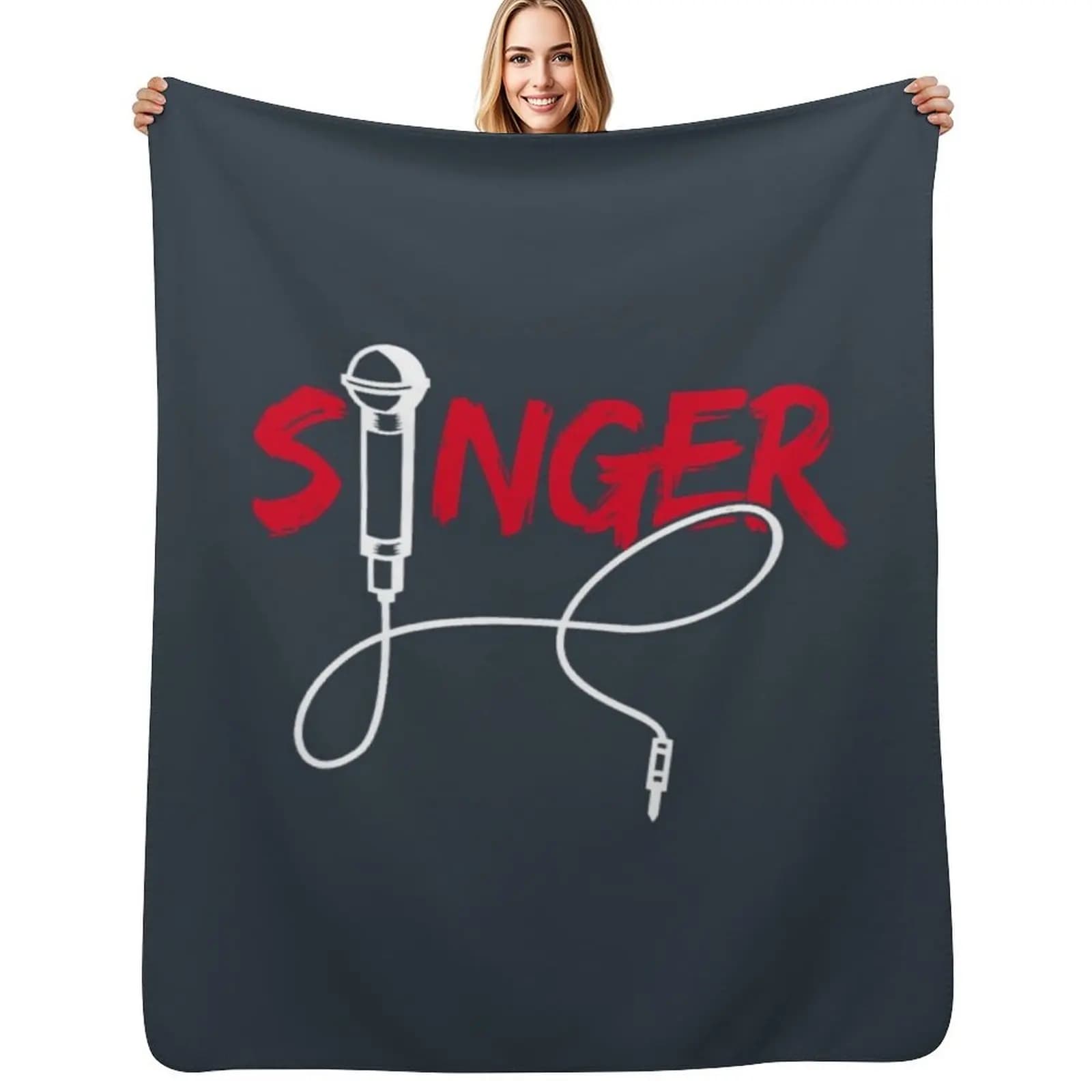 Coperta leggera antirughe con motivo microfono da festival per band di cantanti