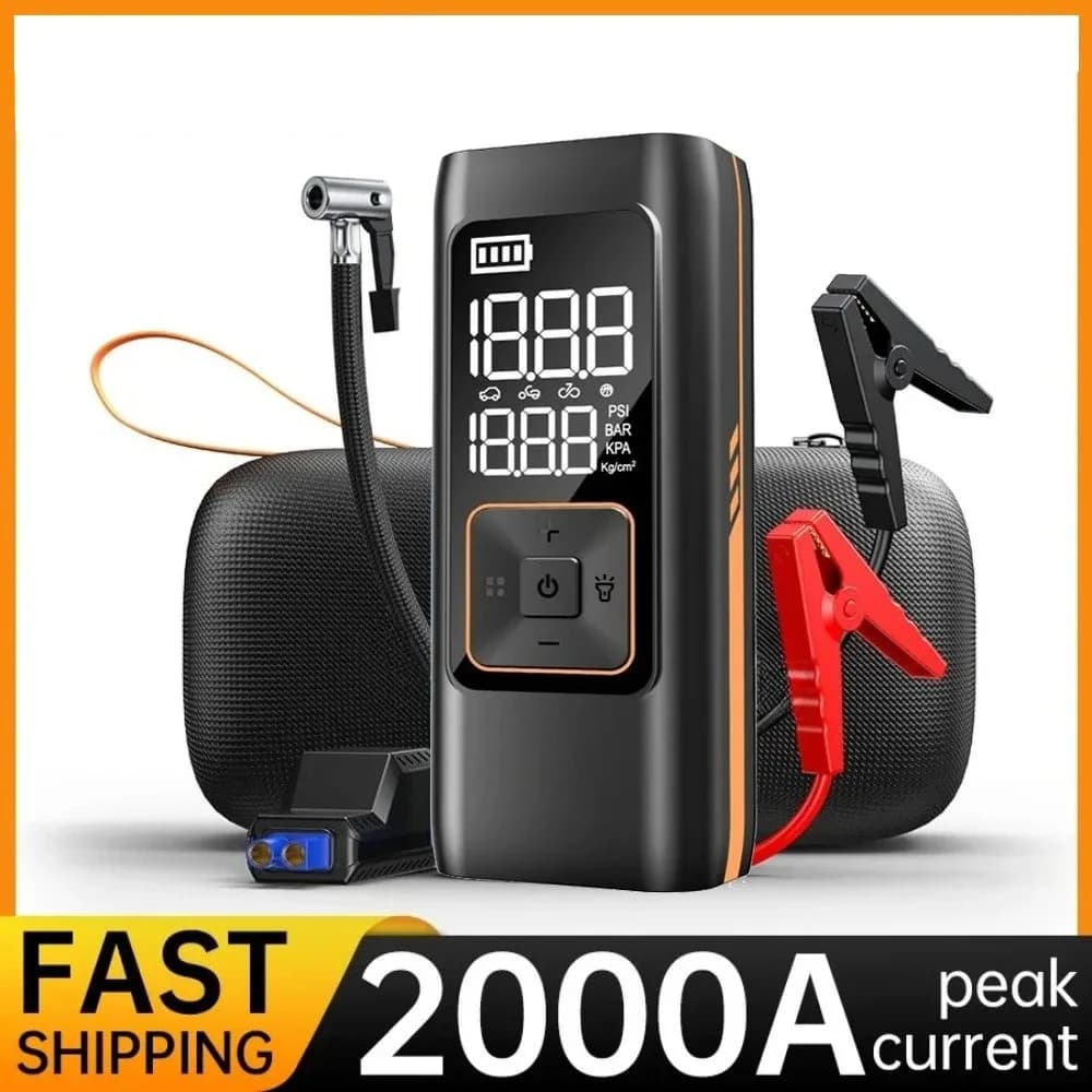 Avviatore di emergenza con pompa d'aria Picco 2000A Booster 150PSI Gonfiatore per pneumatici Banca di alimentazione di emergenza multifunzionale portatile per auto 12V