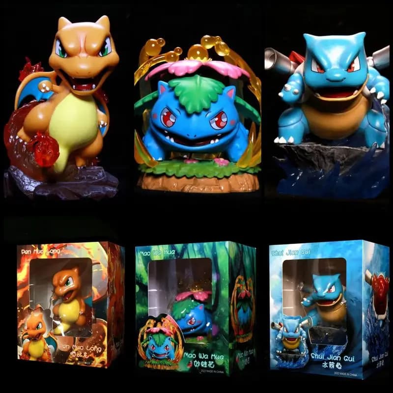 Statuetta Pokémon Charizard Blastoise Venusaur in PVC, Decorazione da Scrivania per Collezionisti di Anime