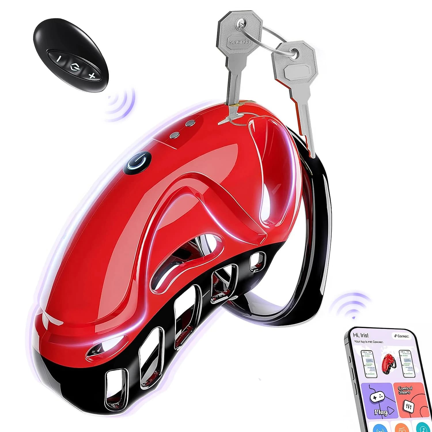 Gabbia di Castità Maschile Vibrante Controllata da App, Dispositivo in Plastica ABS, Gabbia per Pene con Blocco Intelligente, Giocattolo Sessuale Anti-Tradimento BDSM per Adulti