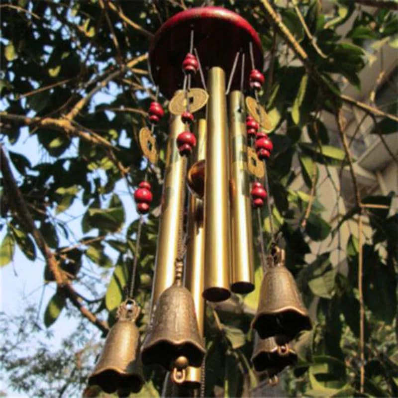 Grandi tubi di carillon a vento Campane in legno + metallo Campana da chiesa Decorazione da giardino per interni ed esterni Carillon a vento sospeso Simbolo di buona fortuna