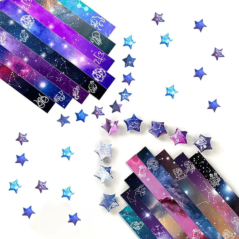 136/520Sheets Origami Paper Lucky Stars Sky Origami Stars Strips Decoration Folding Paper DIY Kids Folding Origami Craft Paper