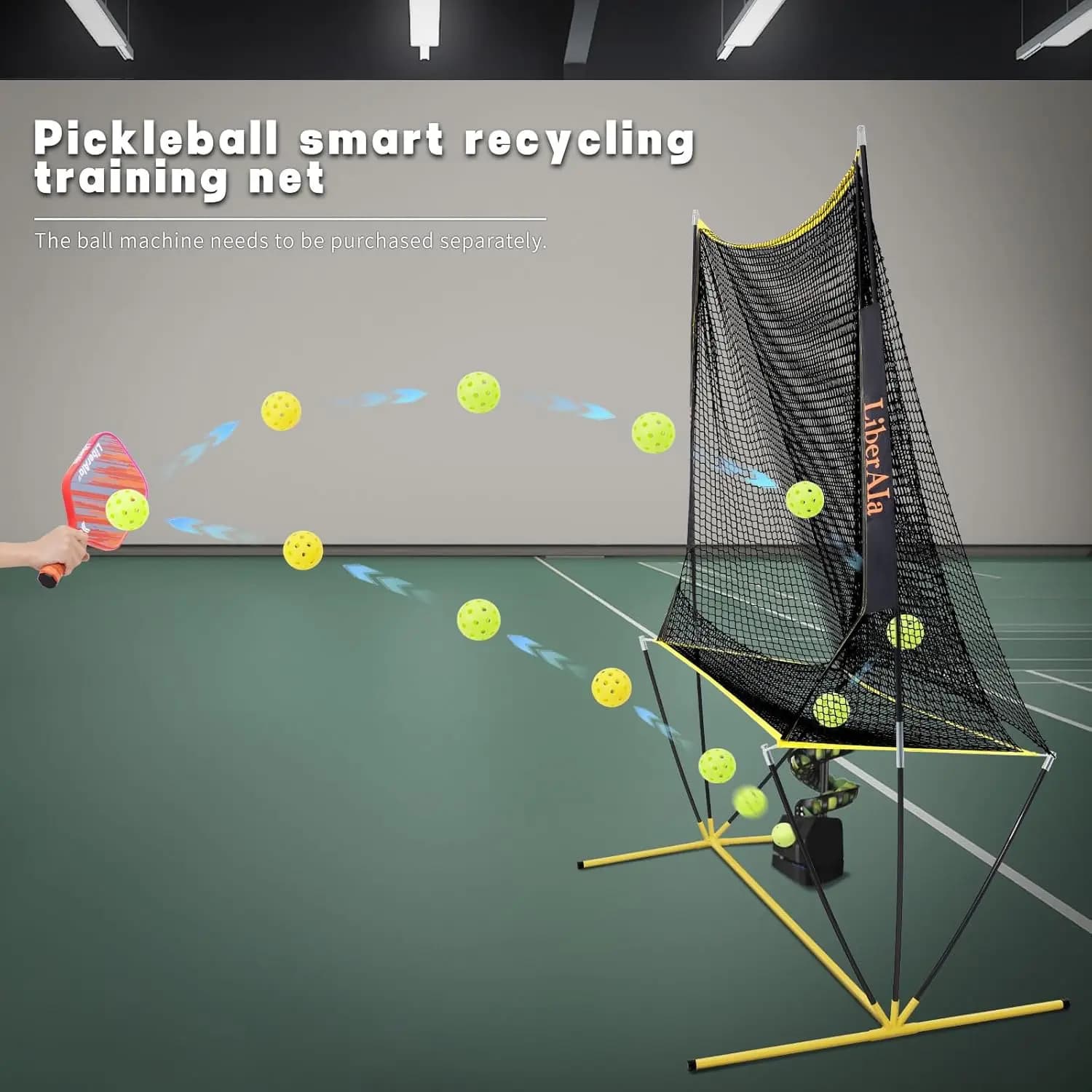 Nuova rete portatile e pagaia per pickleball in fibra di carbonio, rete di riciclaggio intelligente per palline di pickle, tennis, attrezzature per esercitazioni di baseball