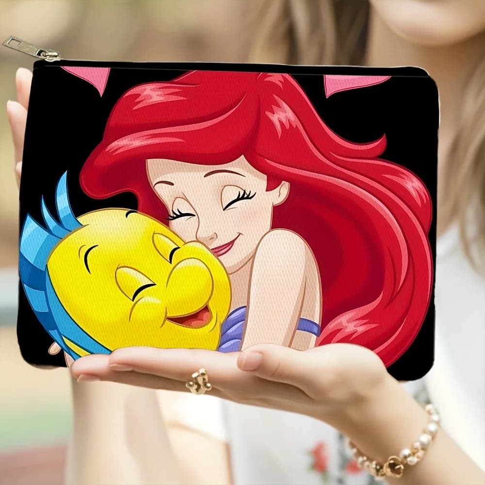 Borsa per cosmetici Disney Princess Sirenetta da 1 pezzo, borsa per gioielli, borsa per riporre gioielli con cerniera da viaggio perfetta - Divertimento regalo di compleanno
