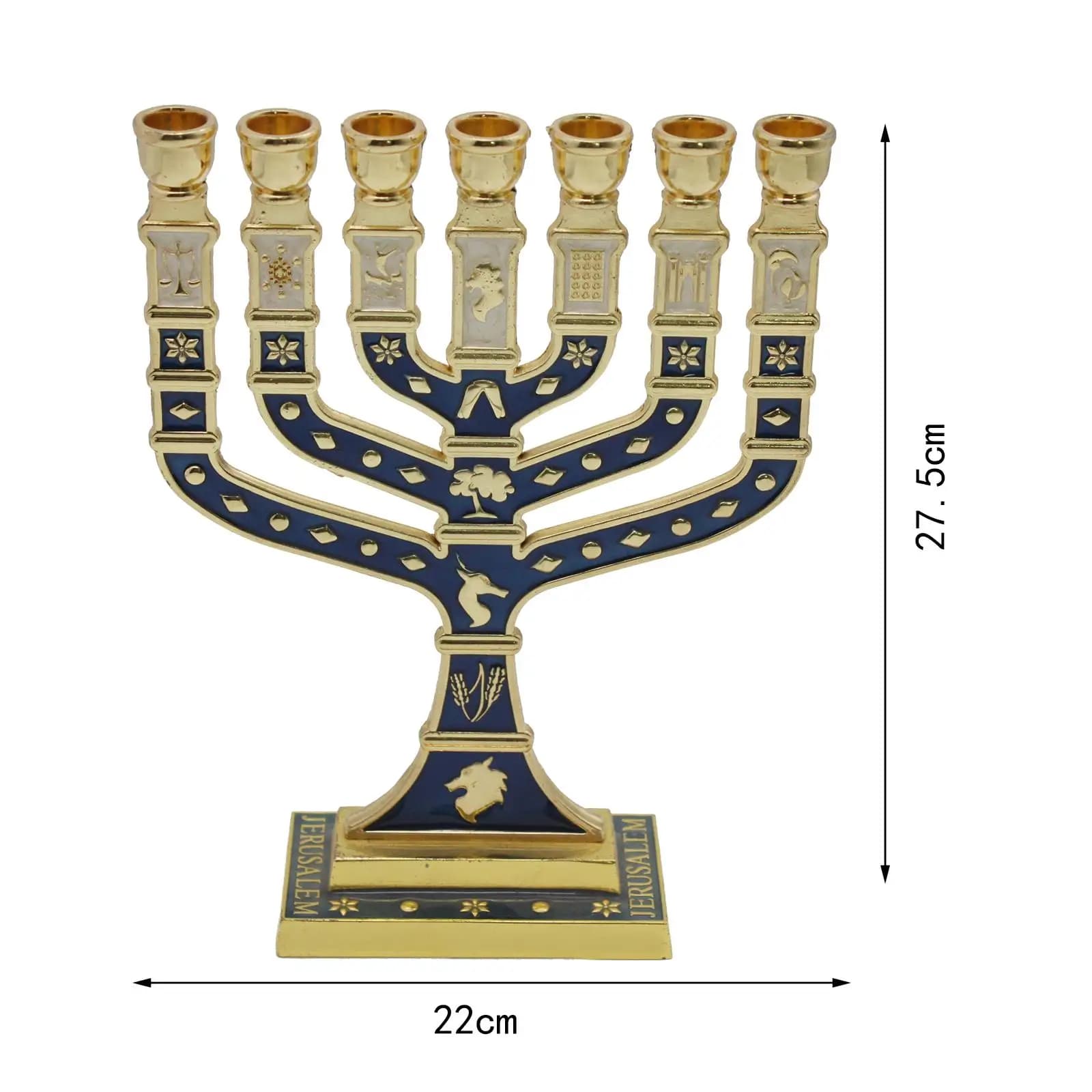 Menorah Candelabrum Ornament with Golden Accents Centerpiece Table Candle Holder for Living Room Banquet Decorations for Christmas House