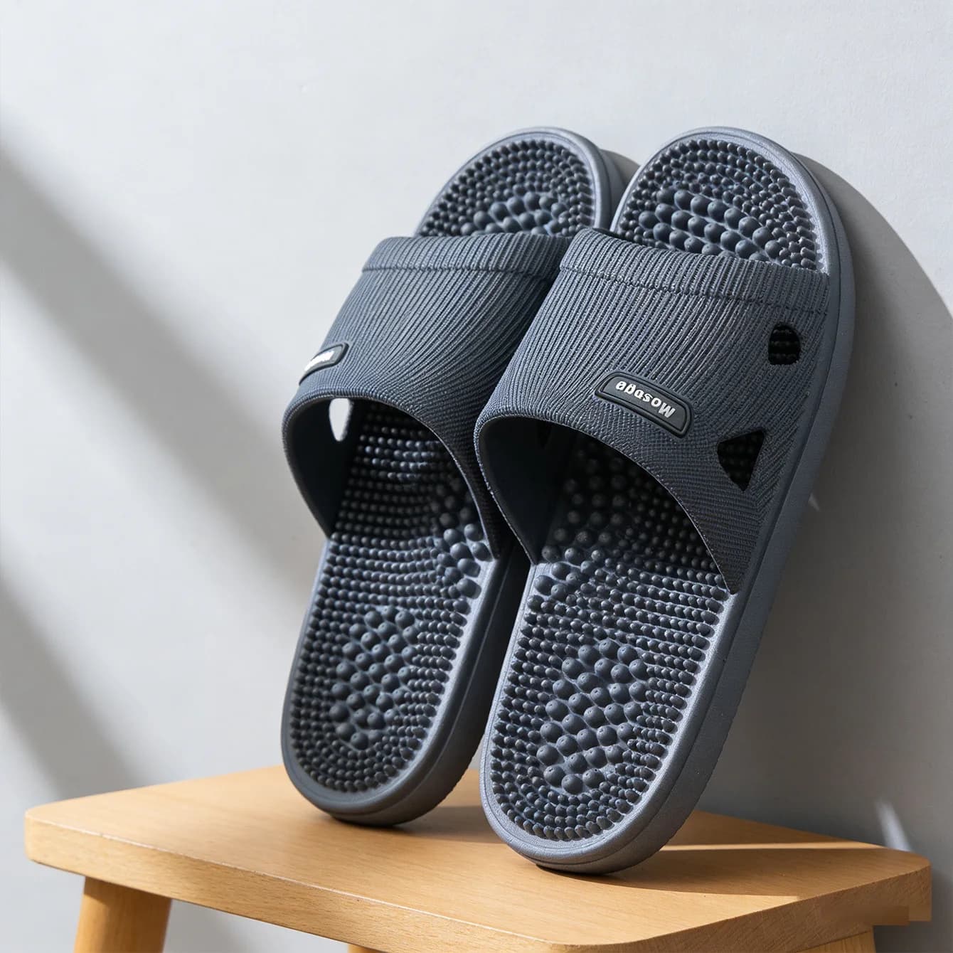Summer Men's Solid Color Non-slip Slippers PVC Massage Comfortable Durable Bathroom Pool Shower Home Casual Footwear