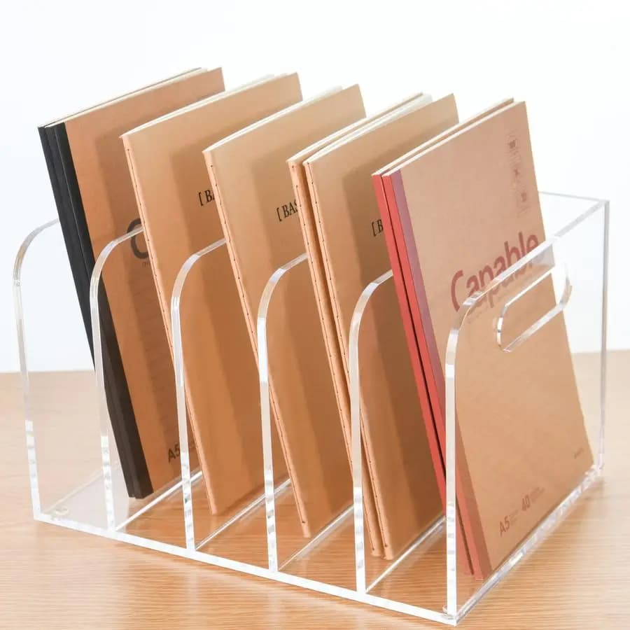 Organizzatori in acrilico 5 scomparti verticali Organizzatore di cartelle in acrilico Amp Organizer di file, Contenitori per documenti da scrivania per riviste