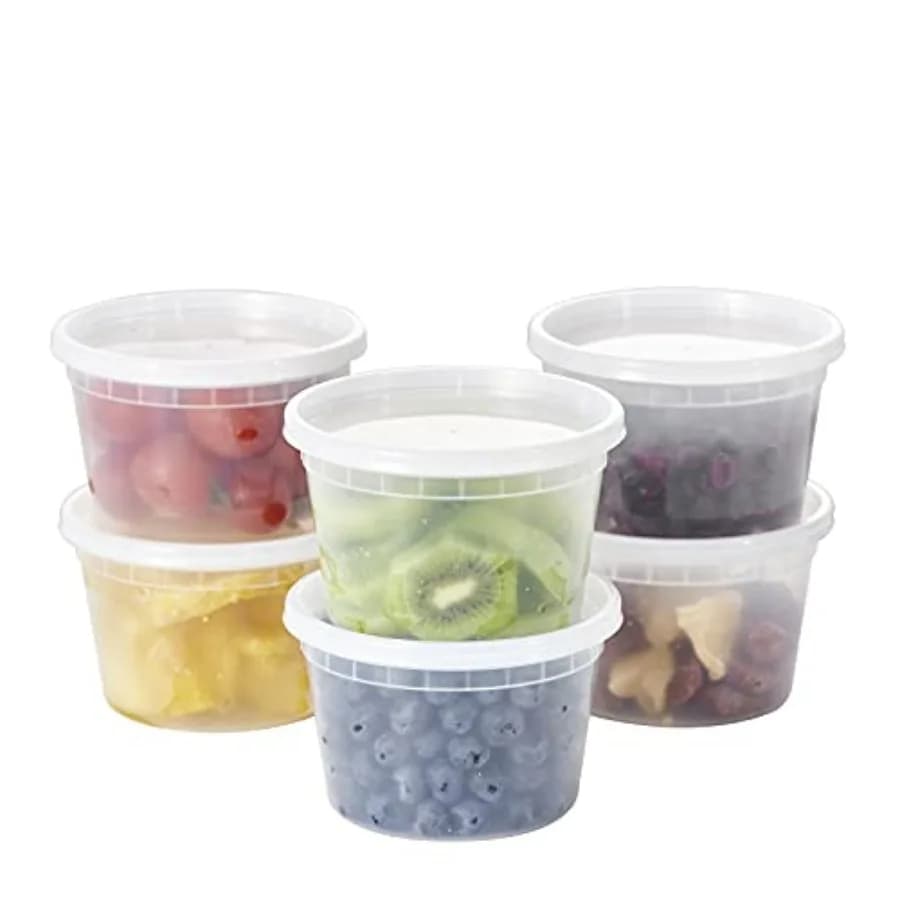 Set da 4 - 16 Contenitori in Plastica per Alimenti con Coperchi, Contenitori Monouso per Zuppe, Preparazione Pasti, Slime Senza BPA