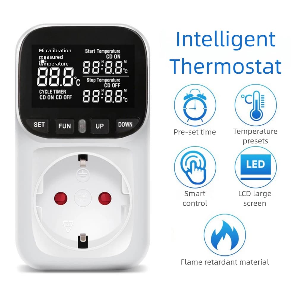 Display LCD digitale Presa termostato intelligente Presa termostato touch screen per acquario -40 ℃ -120 ℃ Regolazione della temperatura Presa UE