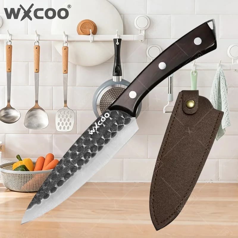 WXCOO Japanese Kitchen Knives Forged Expert Hammered Chopping Stainless Steel Bone Cutting Chef's Slicing Chopper