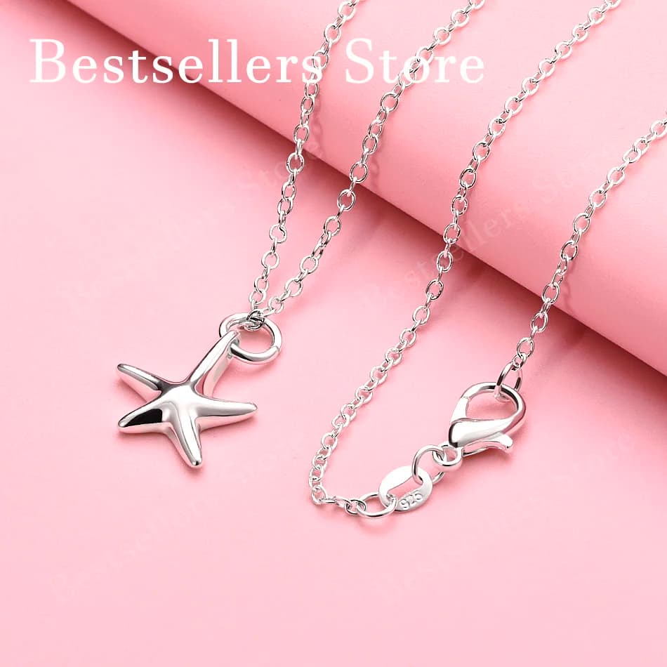 925 Pure Silver 16-30 Inches Exquisite Starfish Pendant Necklace Women's Fashion Wedding Accessories Jewelry