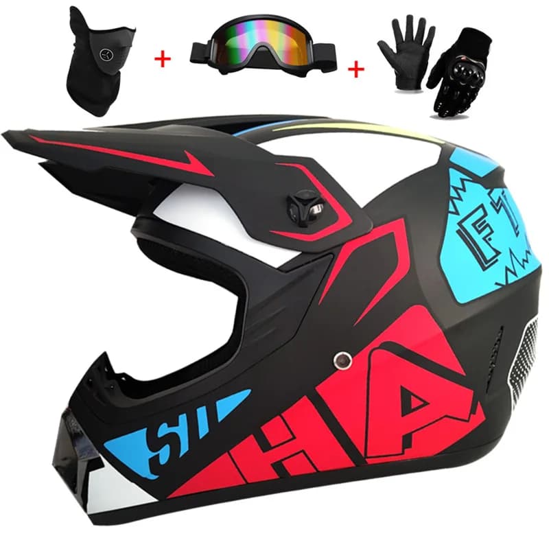 Set di 3 Caschi Integrali per Bambini, per Fuoristrada, Motocross, Karting, Buggy da Spiaggia, Mountain Bike, Attrezzatura Protettiva Unisex per Tutte le Stagioni