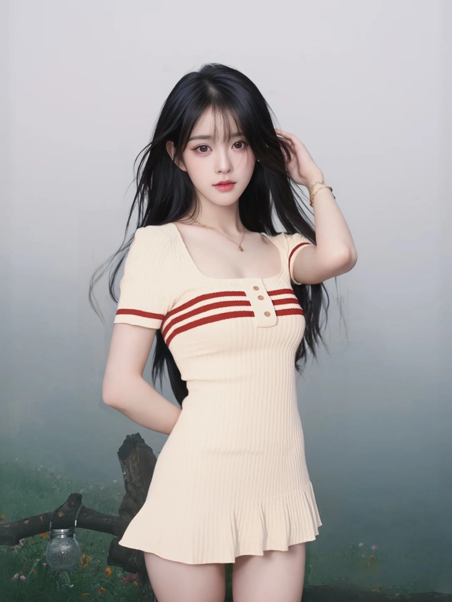 Abito a maniche corte con colletto quadrato in stile coreano, elegante, semplice, preciso, femminile, gonna corta, moda femminile, primavera autunno, nuovo M...