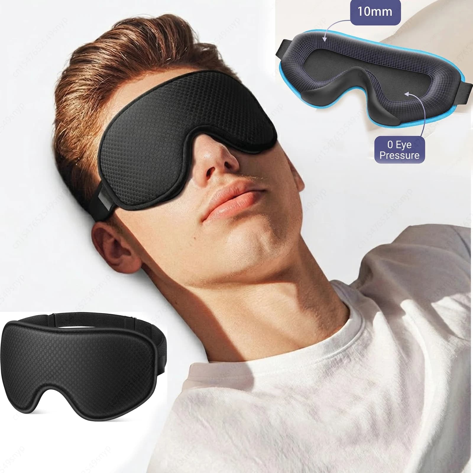 Mascherina per Dormire Oscurante - Maschera per Occhi 3D Traspirante Morbida e Confortevole per Viaggi - Maschera Notturna Regolabile per Dormire