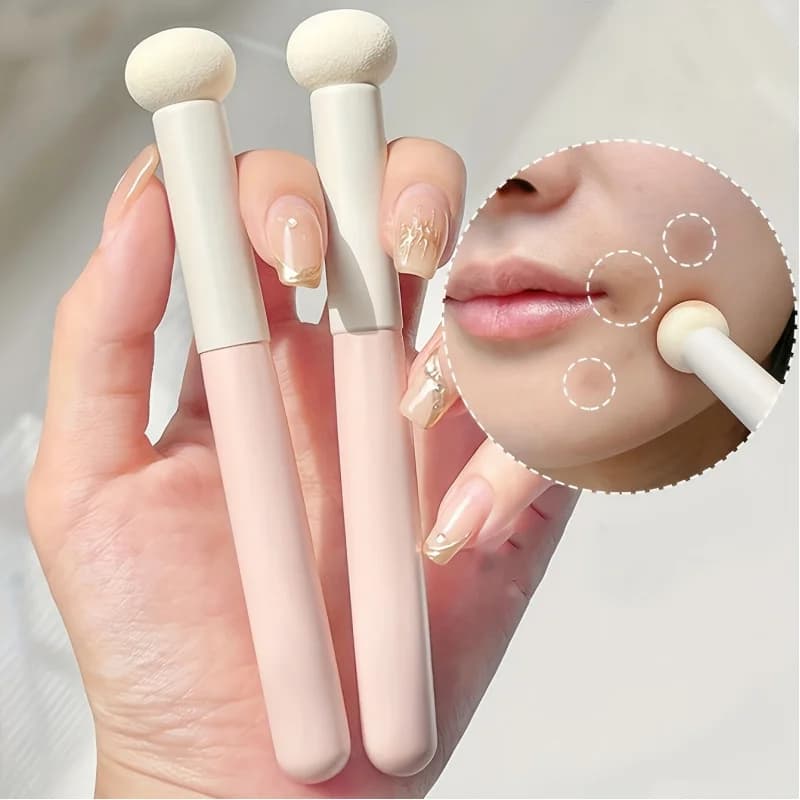 2 Two Soft Mushroom Head Foundation Make-Up Brushes - Multifunctional, Concealer Brush Set, Sponge Head, Portable Cosmetic Brush