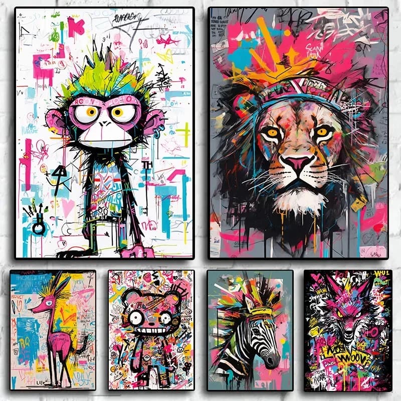 Animation Room Decor Animals Decoration Wall Art Coloured Home Decorations Canvas Painting Graffiti Cartoon Painted Decororat
