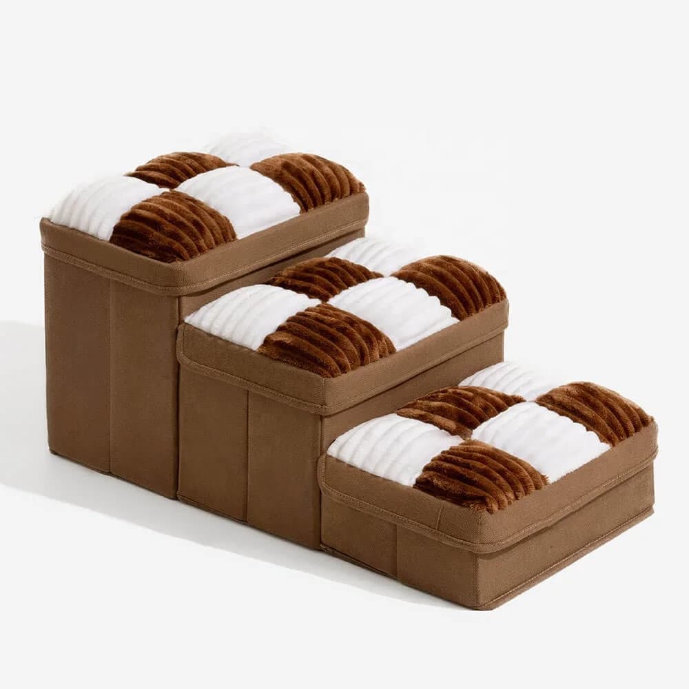 Scala per cani pieghevole deluxe a tre gradini, fatta a mano, con design a scacchiera, per letto alto e divano, stile moderno per uso esterno