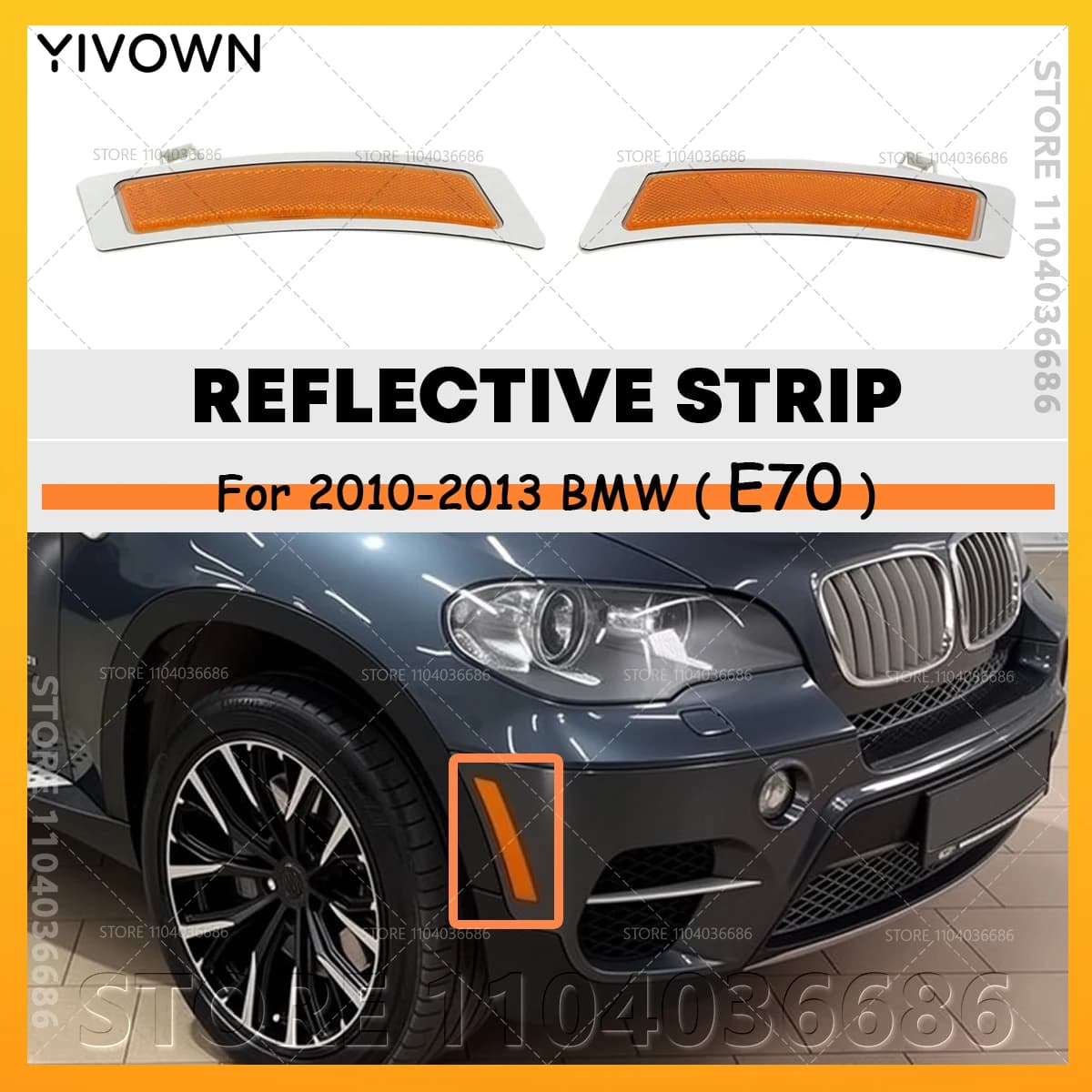 Per BMW X5 35dX 35iX 50iX (E70) 2010 2011 2012 2013, Strisce Riflettenti per Luci Laterali del Paraurti Anteriore