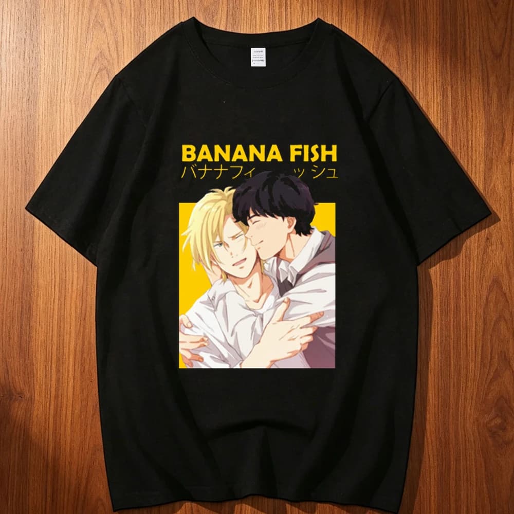 Banana Fish cotton t-shirt men korean clothes Colorful Graphic Trendy Gothic tshirt hip hop aesthetic Pop Culture Grunge Pastel