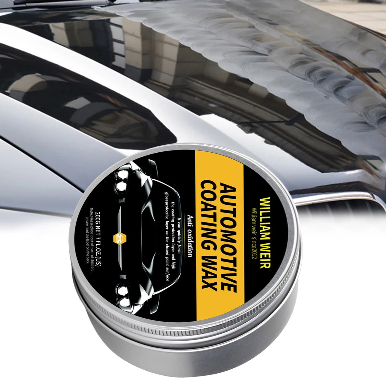 Set di cera per auto da 200 g, strato di cera lucida e resistente che copre la superficie della vernice, formula di rivestimento con pellicola super impermeabile