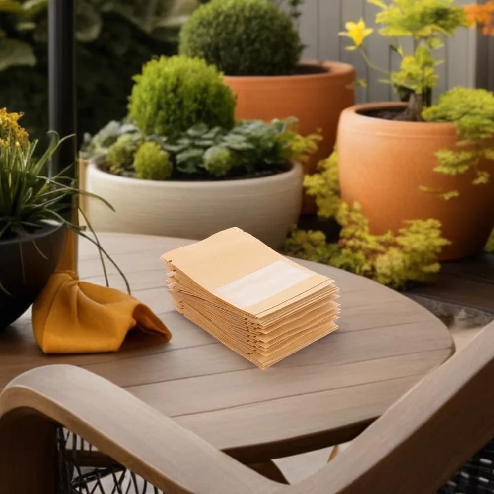 100Pcs Kraft Paper Seed Envelopes Small Sealable Bags for Flower Vegetable Seed Storage Pockets Small Envelopes