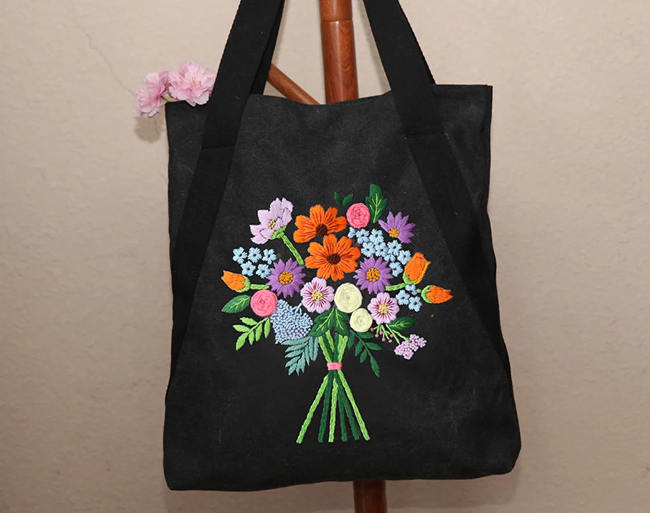 Borsa tote in tela con stampa floreale, borsa casual riutilizzabile, borsa portaoggetti multifunzionale, regalo ideale per amici e amanti dei fiori