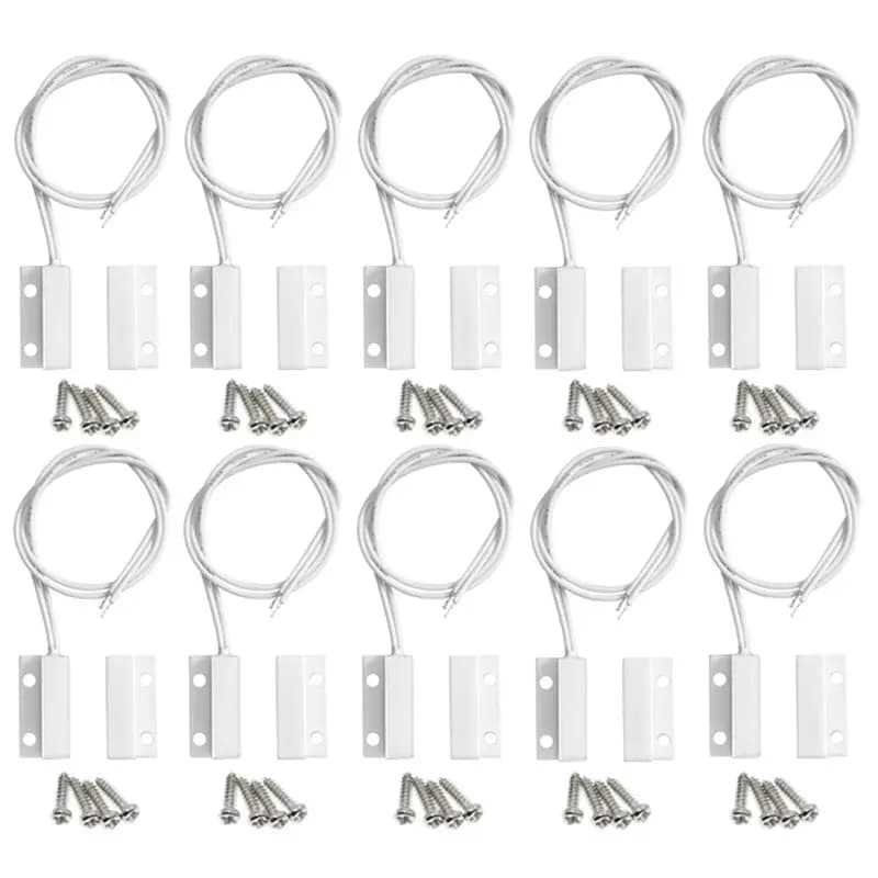 SQPP-For Wired Door Window Sensor 10PCS MC-38 Magnetic Switch NC Normally Closed For Wired Wifi GSM Home Alarm Security System