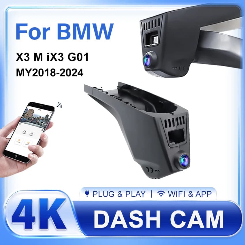 Plug and Play Car Dvr Wifi Dash Cam For BMW X3 M iX3 G01 2024 2023 2022 2021 2020 2019 2018 4K 2160P Dashcam for Auto Camera