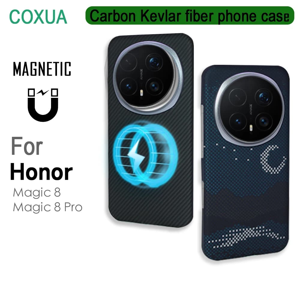 Custodia magnetica in fibra di carbonio per Honor Magic 8 Pro/8, cover leggera in fibra aramidica Magsafe, accessori per telefono Magic 8 Pro
