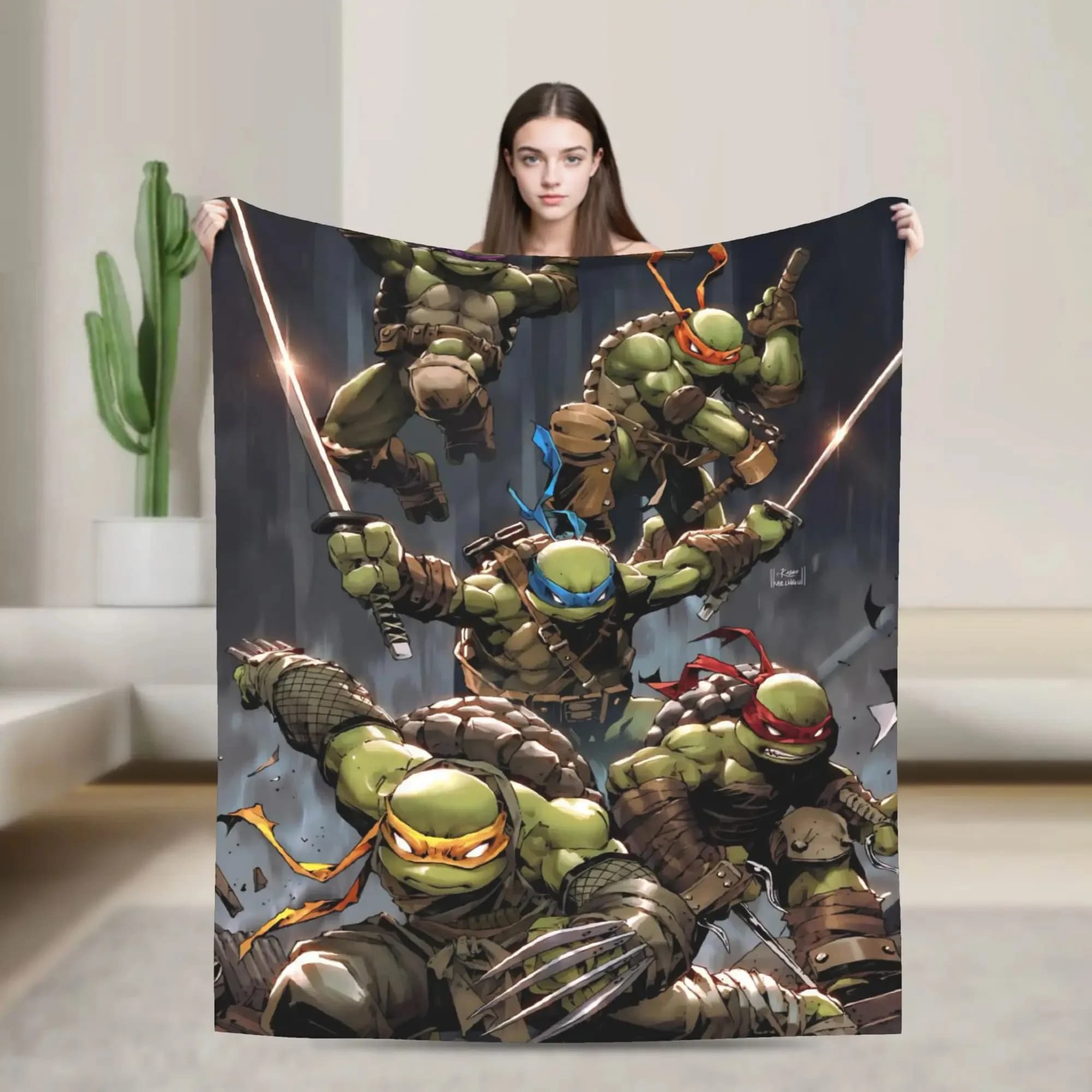 TMNT Game Blankets Quality Warm Soft Throw Blanket Winter Decorative Bedroom Fashion Bedspread