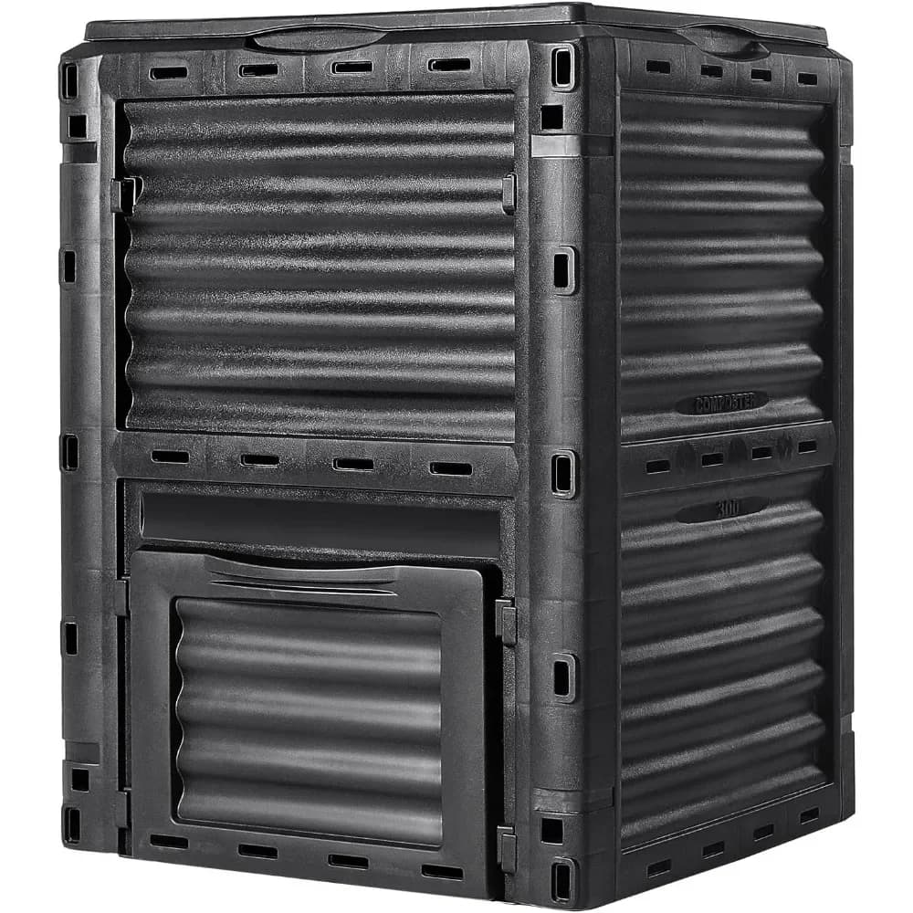 Composter da 80 Galloni Senza BPA, Grande Contenitore da Esterno con Coperchio e Sportello, Facile da Montare