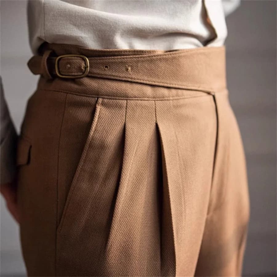 2026 nuovi pantaloni da abito da uomo primavera autunno cintura alla moda pantaloni a vita alta pantaloni dritti a pieghe da ufficio da uomo d'affari Streetwear