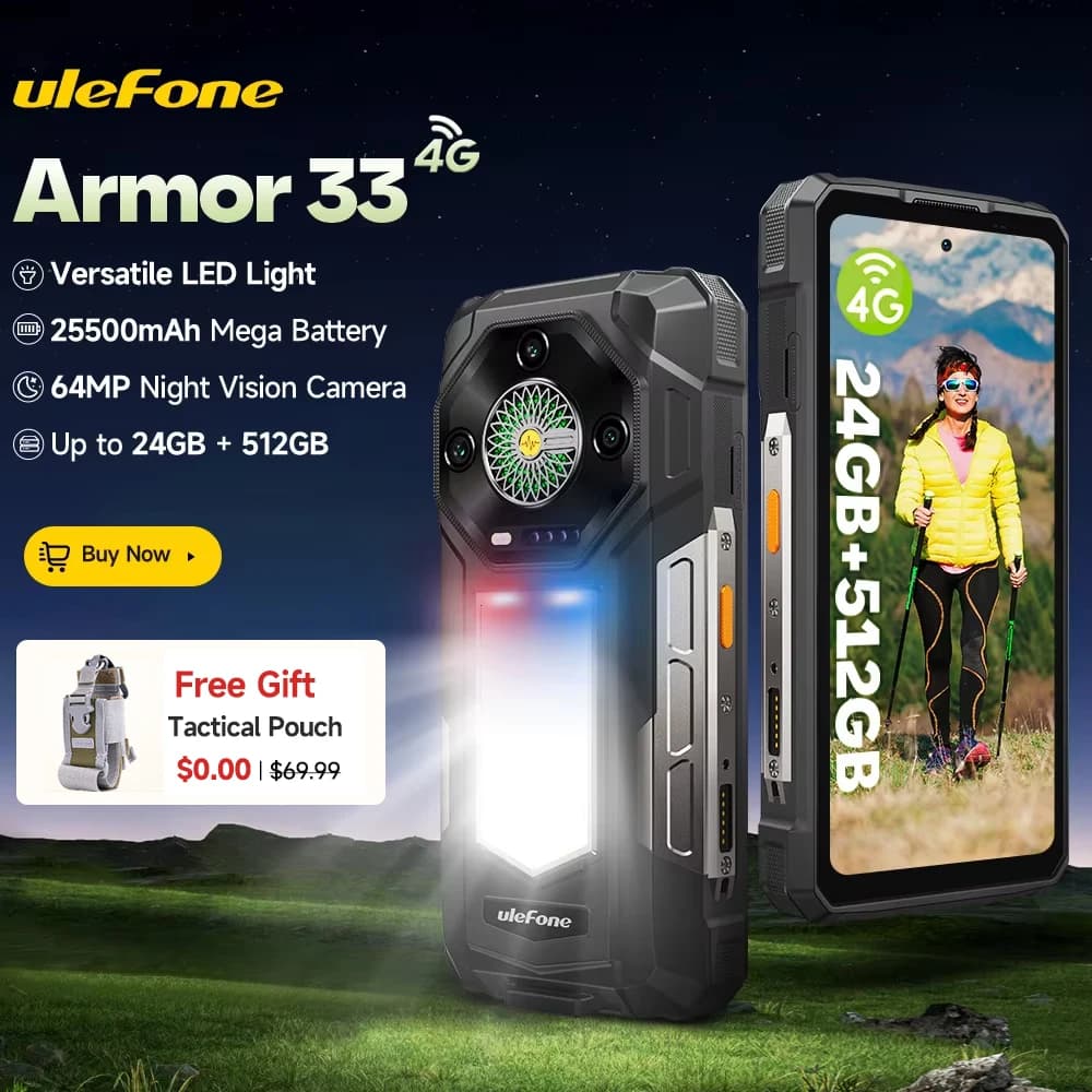 【Anteprima mondiale】Ulefone Armor 33 4G Telefono robusto 25500 mAh 512 GB ROM Fino a 24 GB RAM 120 Hz 6,59" NFC Smartphone Android 15 Versione globale