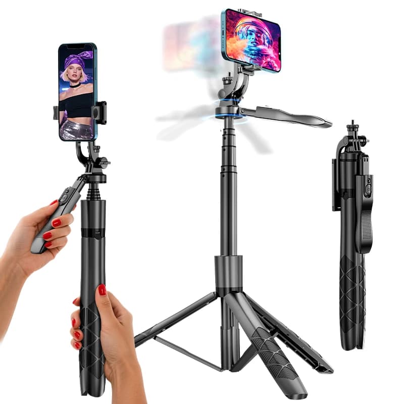 L16 1530mm Asta Selfie Wireless con Treppiede Pieghevole e Monopiede per Action Cam GoPro e Smartphone, per Riprese Stabili e Live Streaming