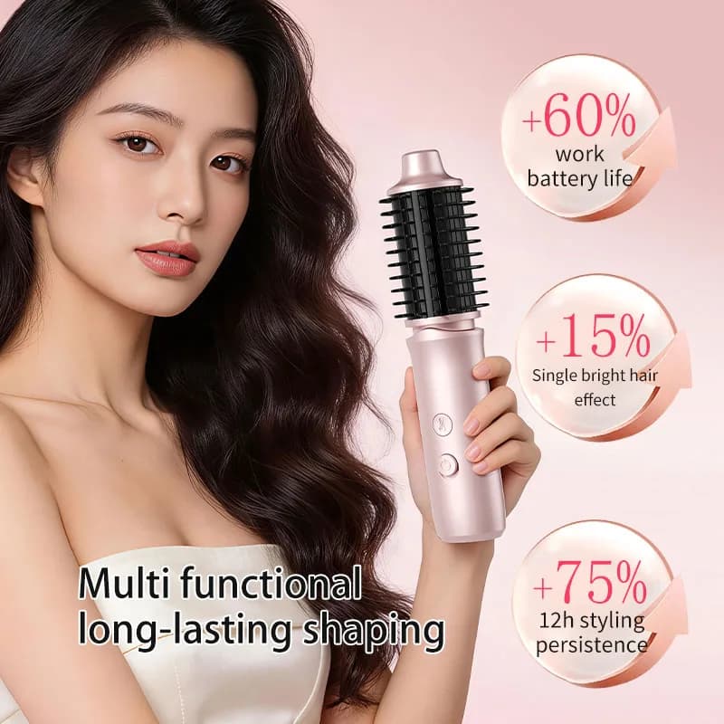 Piastra Arricciacapelli Wireless 2 in 1 Portatile per Lisciare e Arricciare, Strumento per lo Styling dei Capelli con Effetto Volumizzante per il Top della Testa
