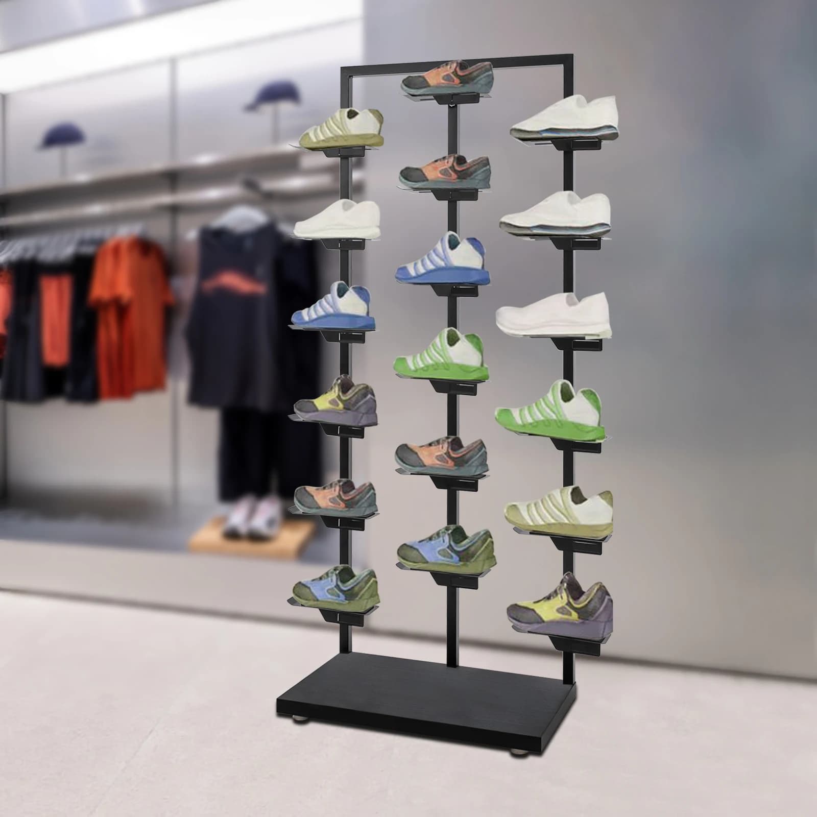 3 level single-layer shoe with 18 shoe holders, self-supporting shoe organizer rack, durable scarve