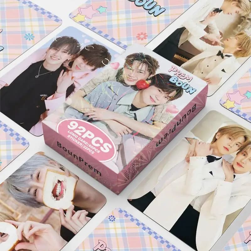 92Pcs Holographic Laser Photo Cards BounPrem, Boun & Prem Thai Celebrity Collectibles, Fans Decorative Stickers Gift Set