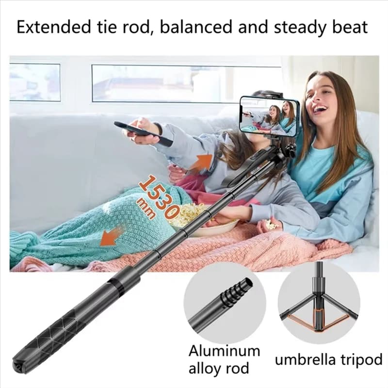 A13E-New L16 Telefono cellulare senza fili Selfie Stick Treppiede Supporto monopiede pieghevole per smartphone Balance Steady Live 1530Mm