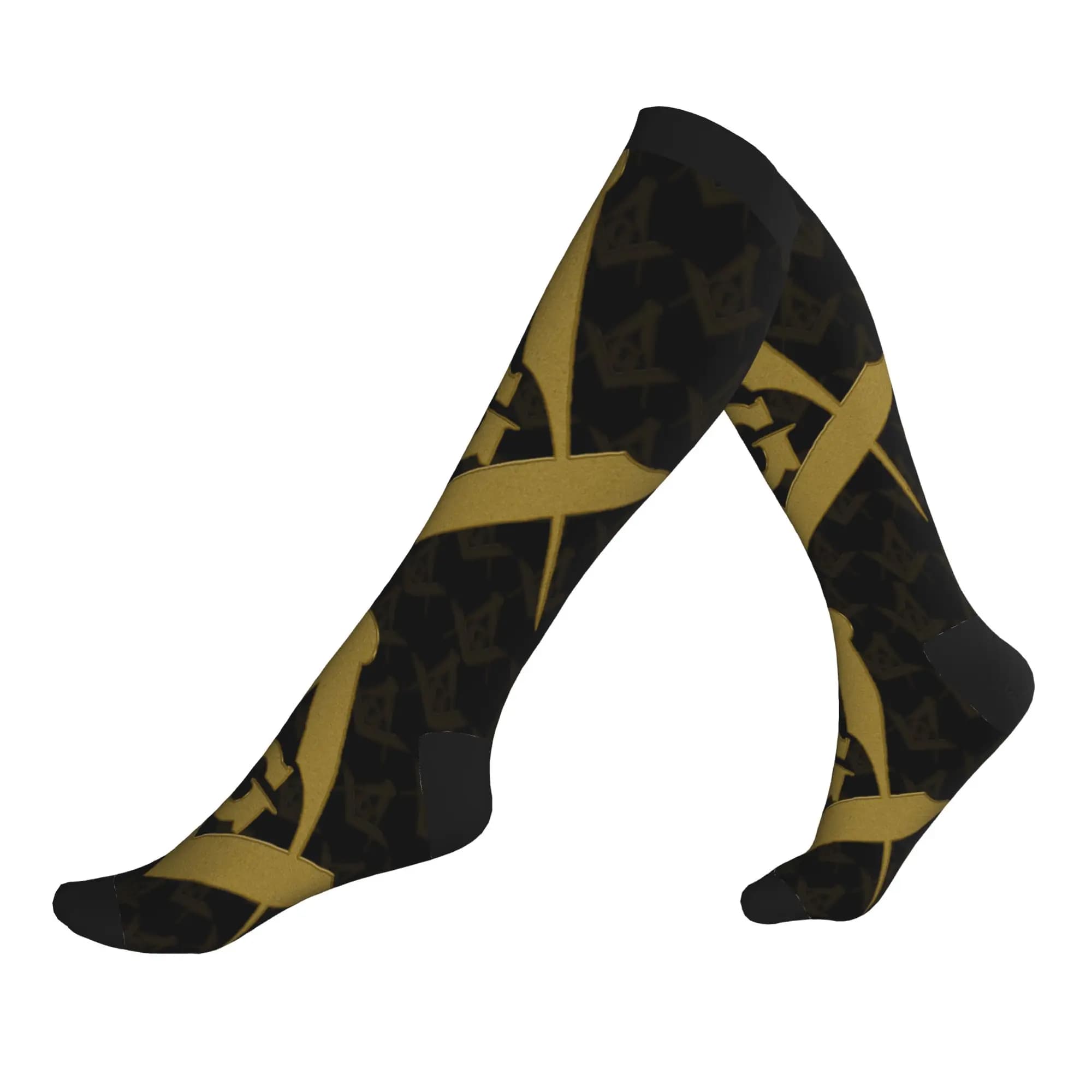 Funny Mens Freemasonry Symbol Dress Socks Unisex Breathbale Warm 3D Print Masonic Sports Compression Socks