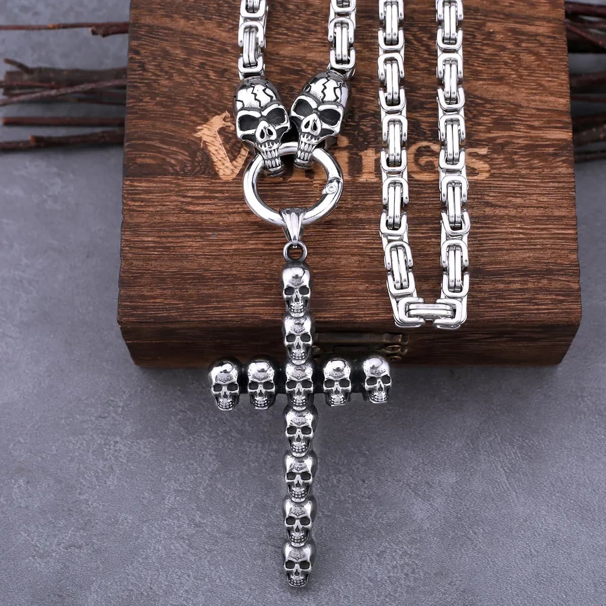 Ciondolo teschio croce in acciaio inossidabile con collana quadrata con teschio collana con ciondolo gotico con ciondolo da uomo regalo di gioielli di strada di moda