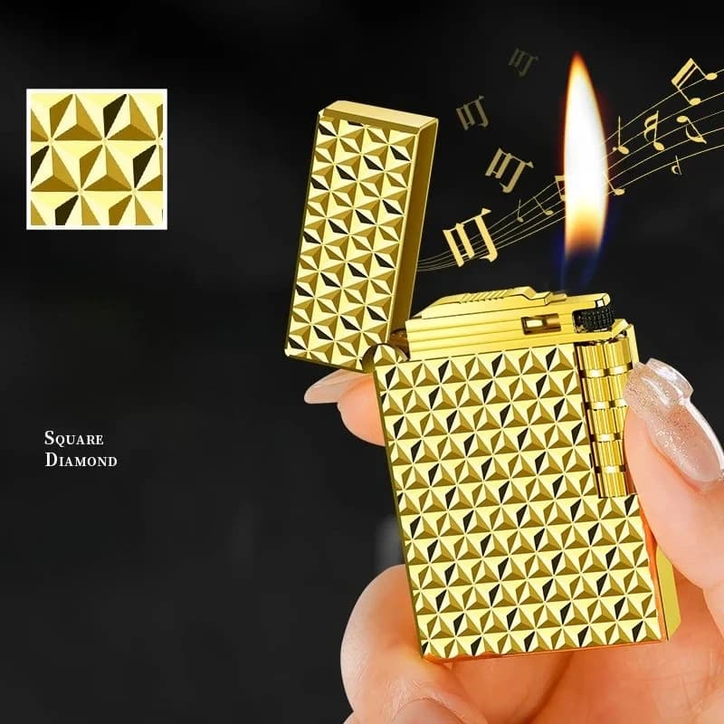 Nuovo altoparlante vintage con mola accendino struttura diamantata fuoco obliquo accendino gonfiabile regalo di fascia alta da uomo