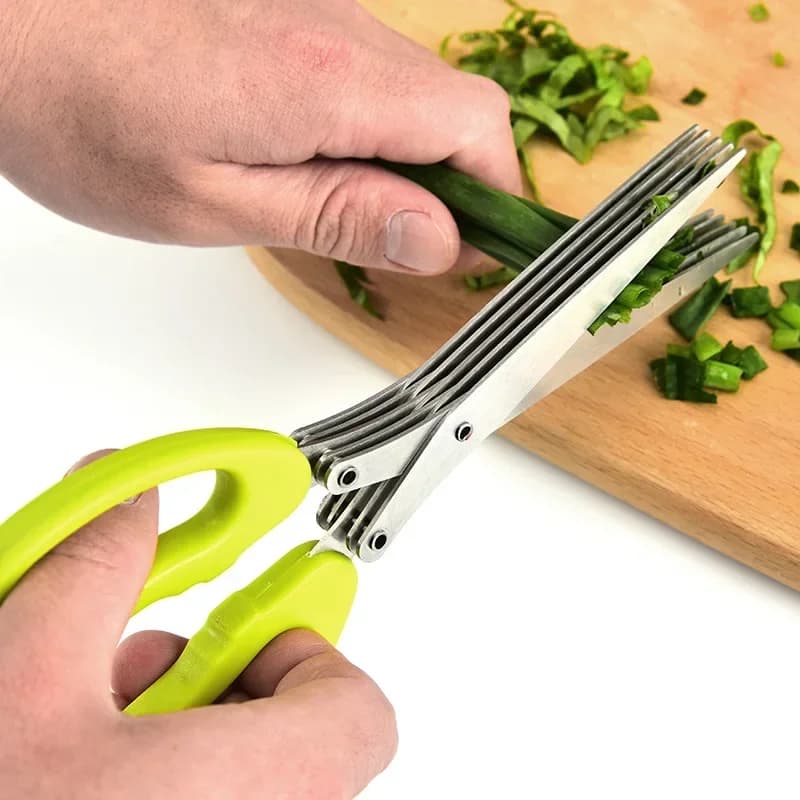 Forbici da cucina multistrato Taglierina per verdure in acciaio inossidabile Scalogno Erbe Laver Spezie Strumento di cottura Taglio Accessori da cucina