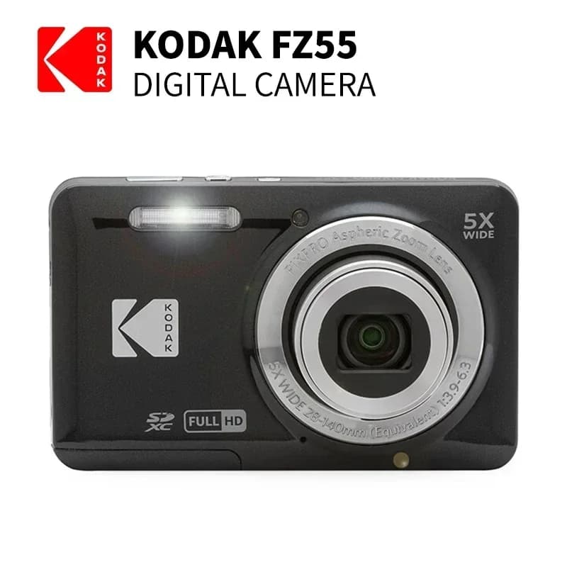 KODAK PIXPRO FZ55-RD Fotocamera digitale da 16 MP Zoom ottico 5X 28 mm Grandangolo 1080P Video Full HD Telecamera per vlogging LCD da 2,7"