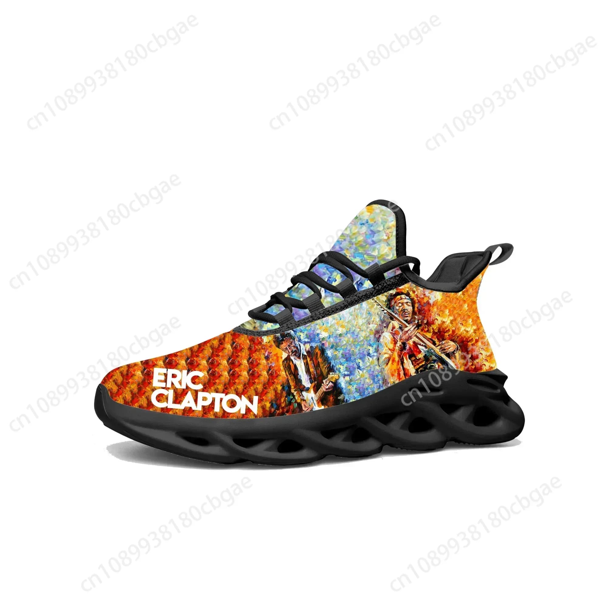 Hot Eric Clapton Flats Sneakers Uomo Donna Rock Guitar Sport Scarpe da corsa Sneaker Lace Up Mesh Calzature Scarpe su misura Nero