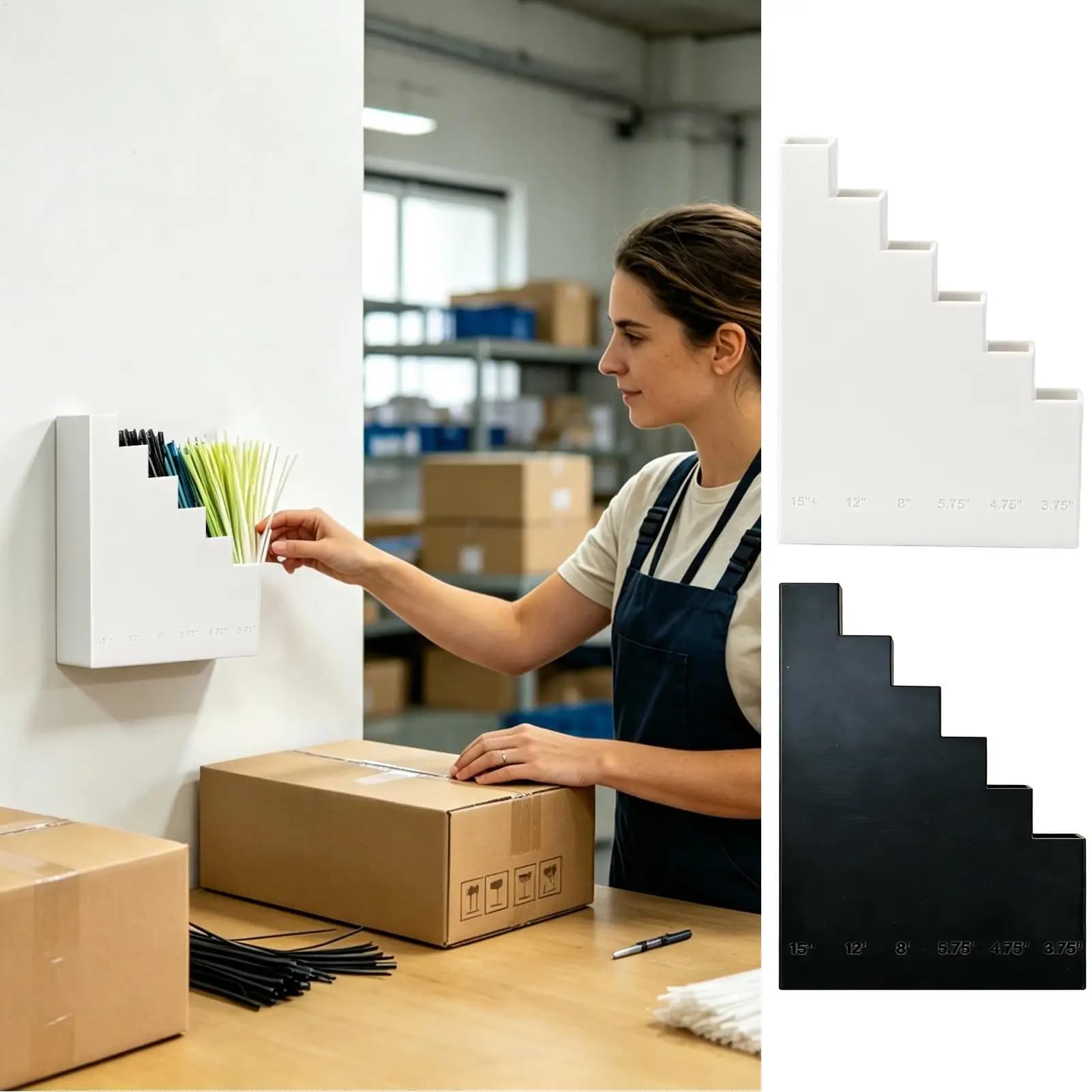 Heavy Duty 3D Printed Wall Mount Zip Tie Organizer Multi-Size Cable Tie Storage Dispenser for Utility Room Garage Workshop