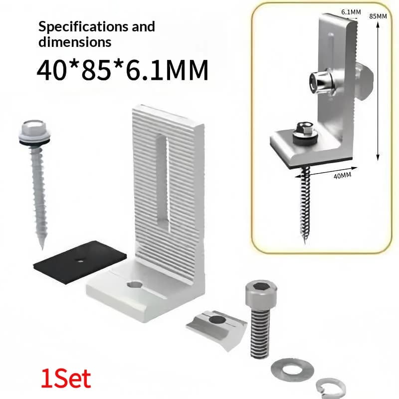 1Set L-Foot/L-Feet Mount Aluminum Bracket For Solar Panel Rail Support Livable Decoration Bracket Accessories.