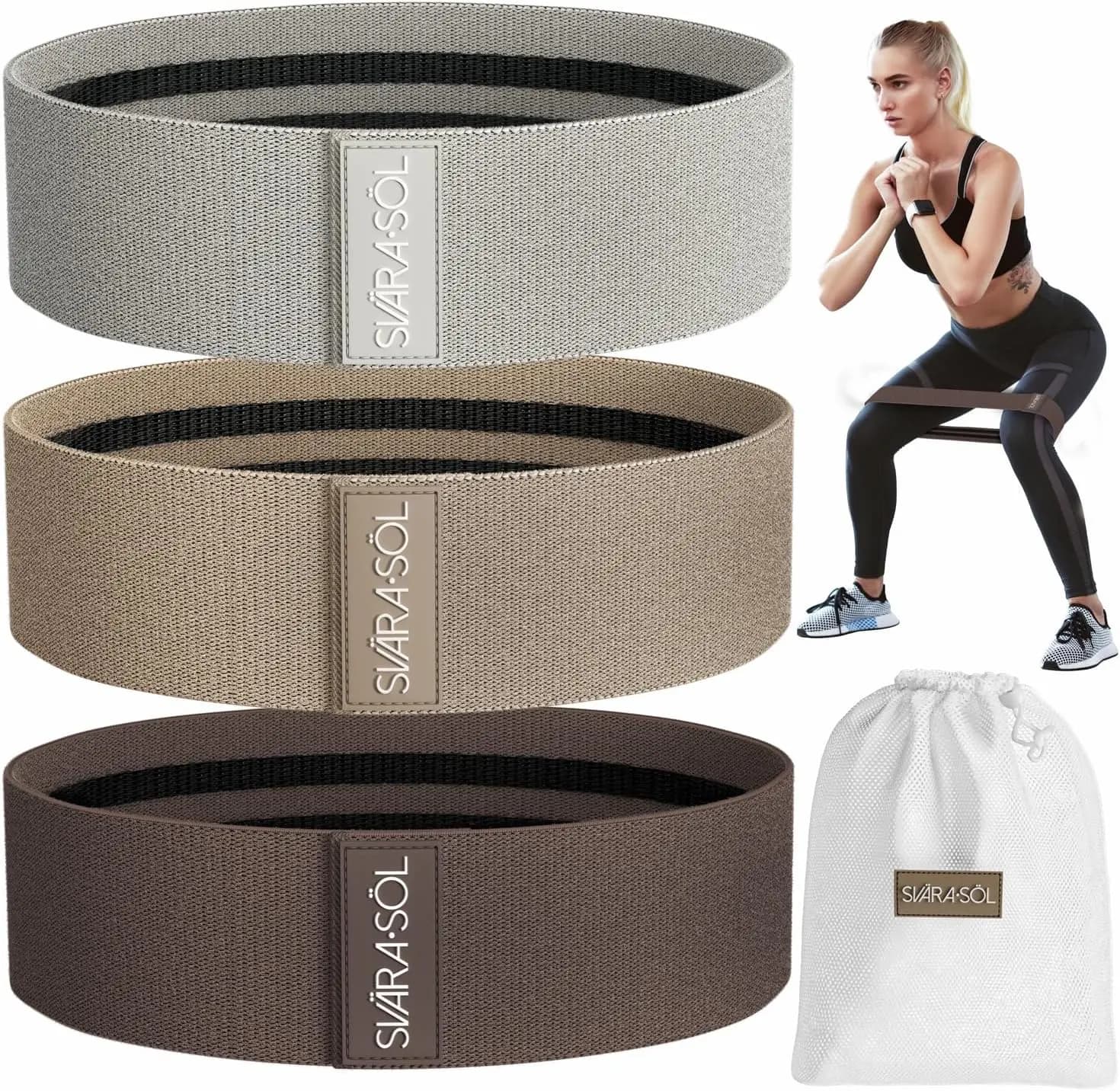 Set of 3 Stages Elastic Fabric for Gambe, Glutei, Arms - Elastic Bands for Training, Therapy and Muscle Enhancement